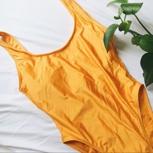 VINTAGE • Yellow one piece swimsuit